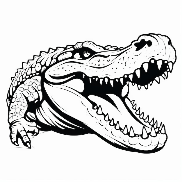 Alligator Coloring Pages Dark Graphic And Exaggerated Designs