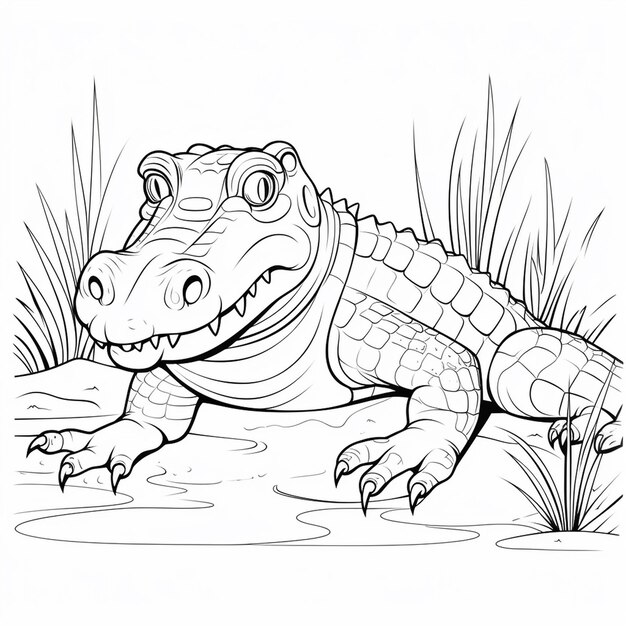 Photo alligator cute love charm cute coloring book kawaii line art