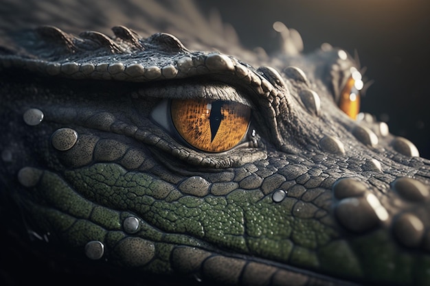 Alligator eye close up view