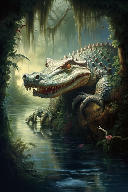 alligator fantasie schilderkunst