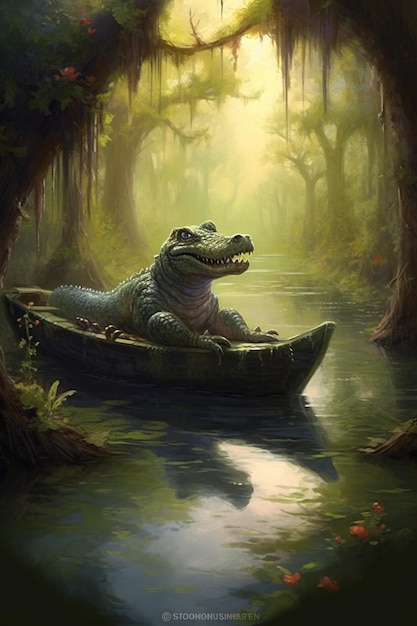 Photo alligator fantasy painting art