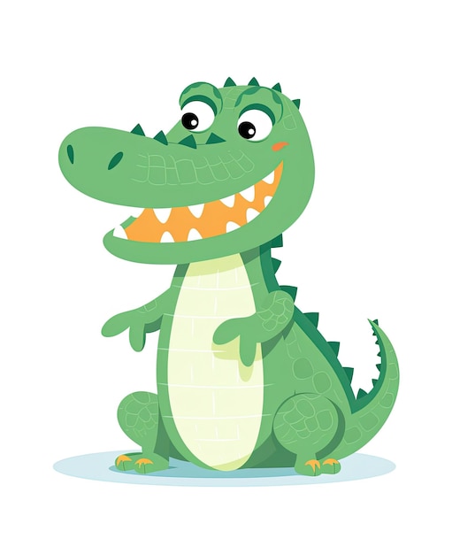 Alligator Illustration of Cute Crocodile Character Cartoon Vector Education card for kids learning