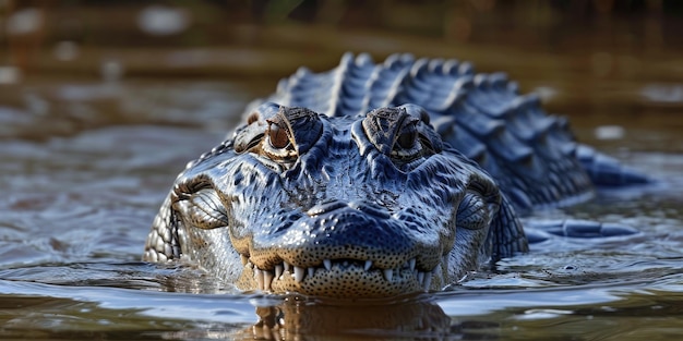 Alligator Looming in the Water with Eyes Above Surface