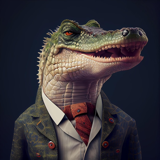 Alligator NFT Art Solid background like boss generative ai Technology