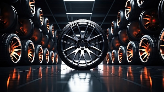 Alloy wheels alloy wheels or alloy wheels high performance car parts in car showrooms