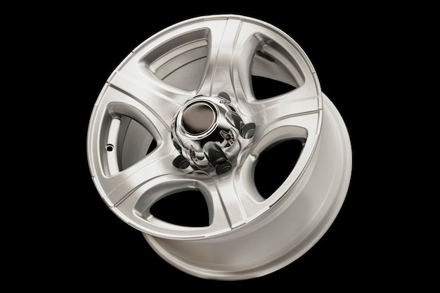 Alloy wheels on a black background. New spare parts for the car or car tuning.