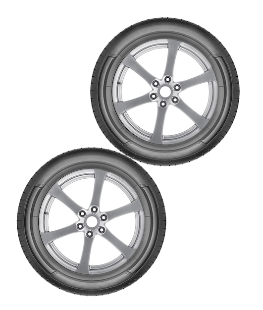 Alloy wheels set isolated on a white background