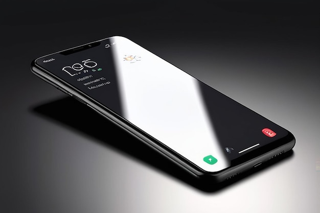 Всеэкранный черный макет смартфона, изолированный на белом с дисплеем часов 3D-рендер