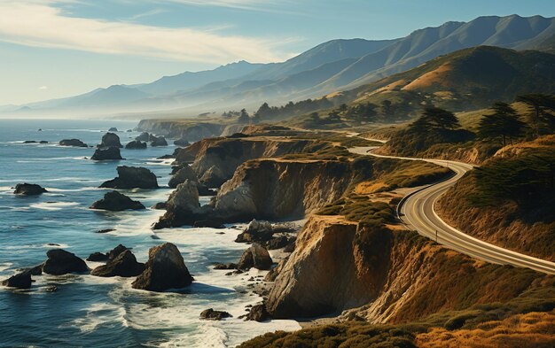 Premium Photo  The Allure of a Coastal Drive Adventure Along California