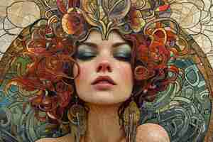 Photo alluring art nouveau woman generate ai