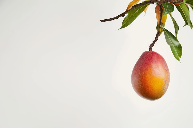 An alluring mango hanging from a tree branch