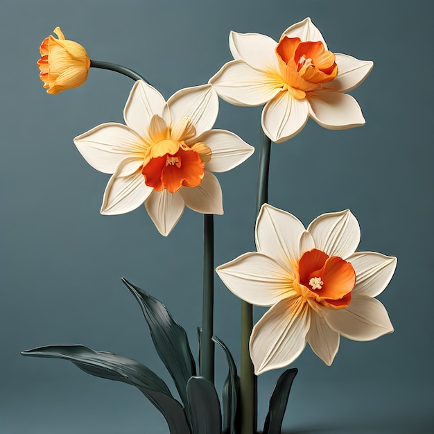 ナルシス花の時代を超えた美しさを示す魅力的なミニマリストのイラスト 魅力的な