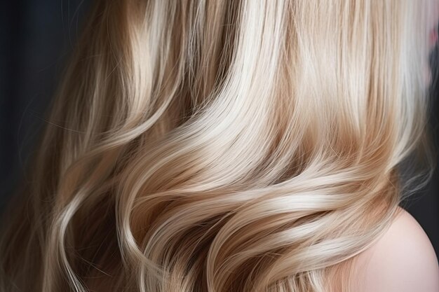 Alluringly Golden A CloseUp of Women's Long Beautifully Styled Blonde Hair