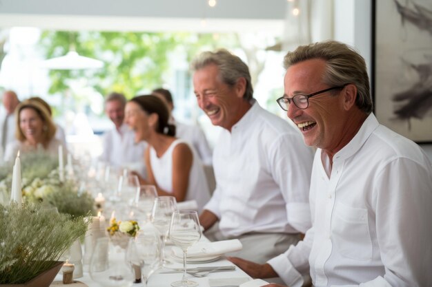 Foto una cena tutta bianca.