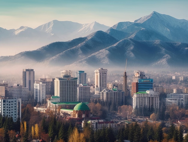 Almaty city Kazakhstan view from above