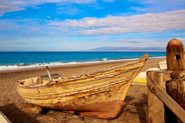 Almeria Cabo de Gata beached boats in the beach