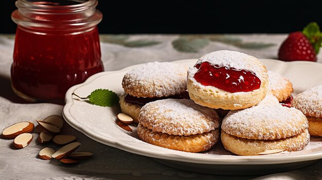 Almond Biscuits with Strawberry Jam