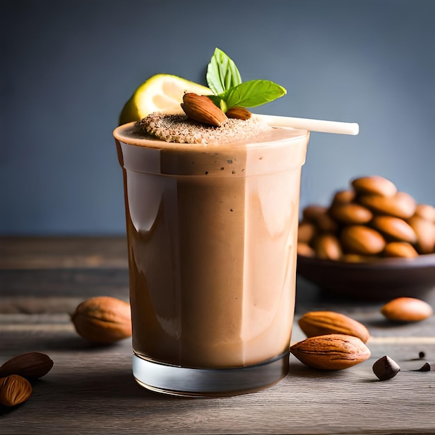 Almond Butter Chocolate Protein Smoothie ai generated