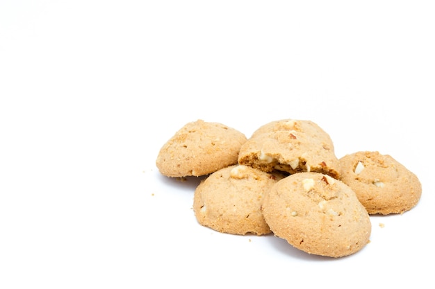 Almond cookie on white background