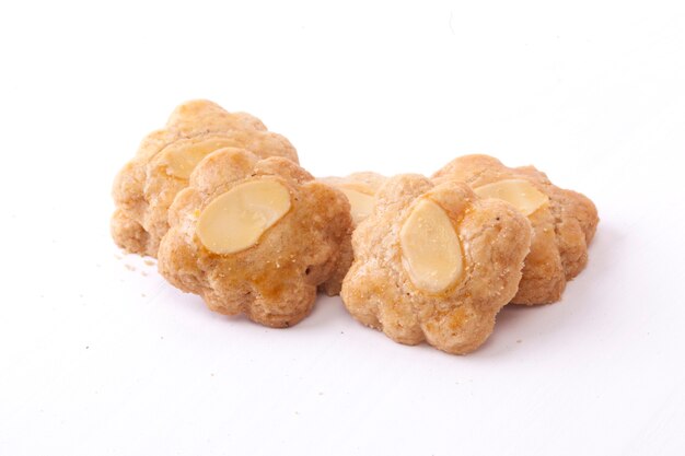 Almond cookies isolated closeup