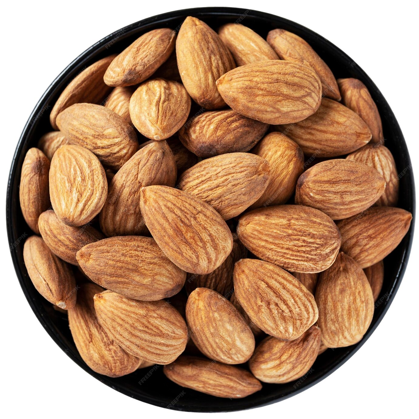 Premium Photo Almond in dark bowl isolated on white