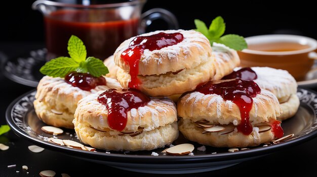 Almond Donuts on a Plate on a White Table