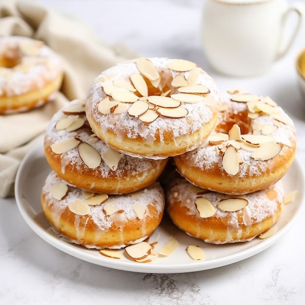 Almond Donuts on White Table