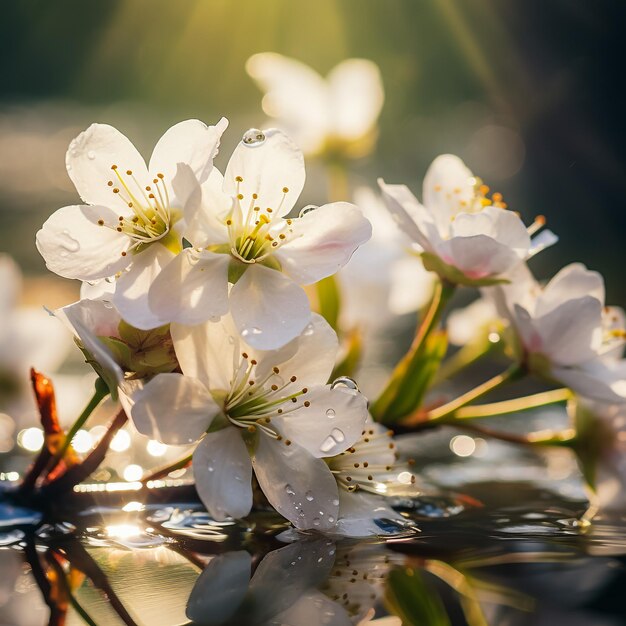 Almond flowers at sunset