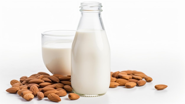 Almond milk bottle isolated on white background