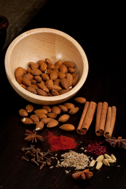 Almond and mix of the spices