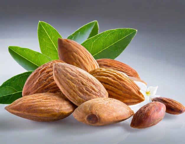 Photo almond nut on white background