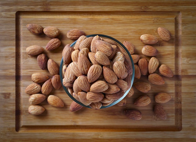 Almond nuts in a bowl