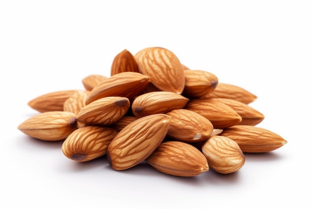 almond nuts isolated on white background generative ai