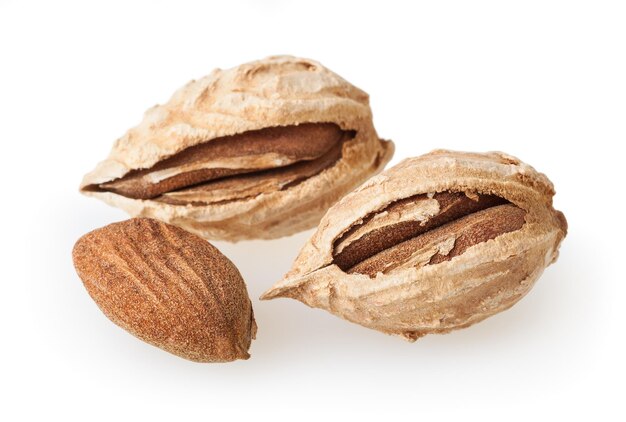 Almond nuts isolated on white background with clipping path