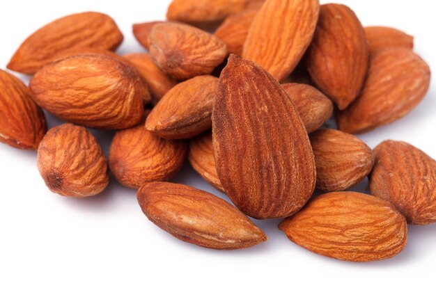 Almond nuts isolated on white background