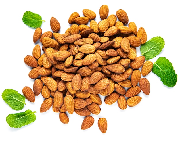 Almond nuts isolated on a white background