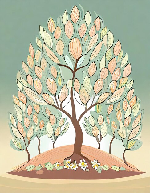 Almond tree illustration