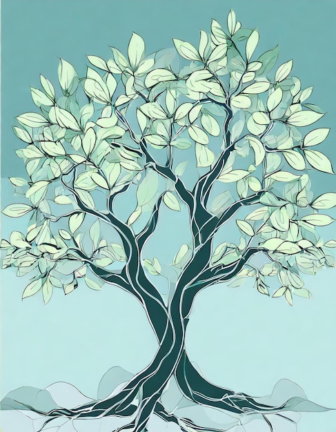 Almond tree illustration