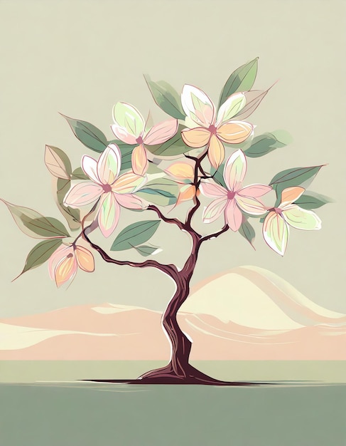 Almond tree illustration