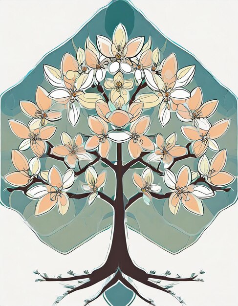 Photo almond tree illustration