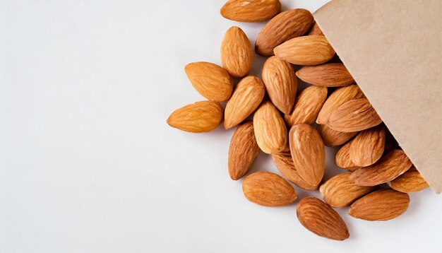 Photo almond on white background