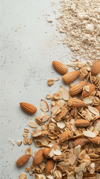 Photo almonds almond flakes and almond flour