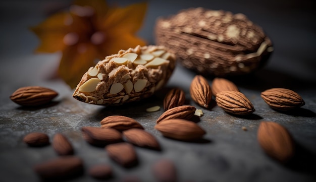 Almonds and almonds on a table