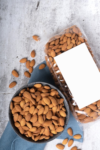 Almonds in a ceramic bowl