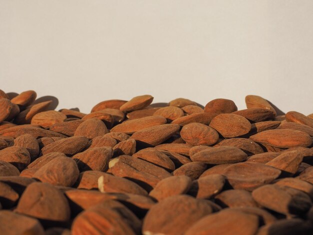 Almonds dried fruit with copy space