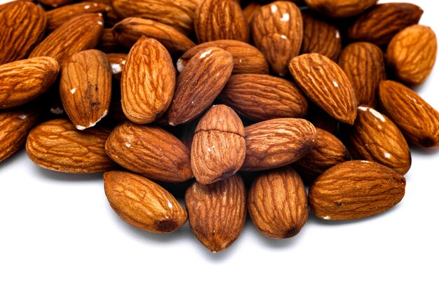 Almonds group on white