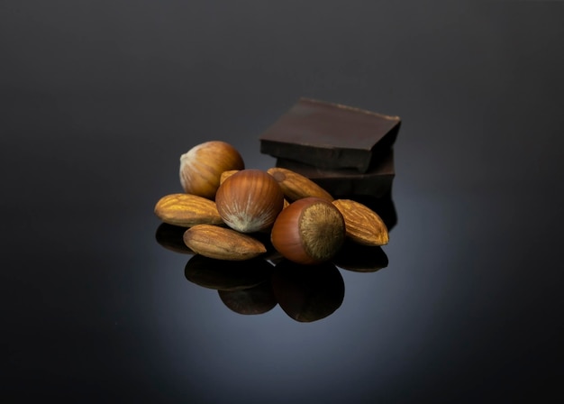 Almonds hazelnuts and chocolate