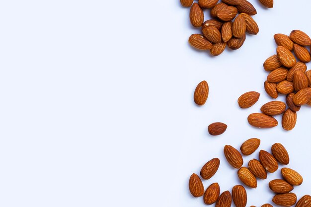 Almonds isolated on white surface