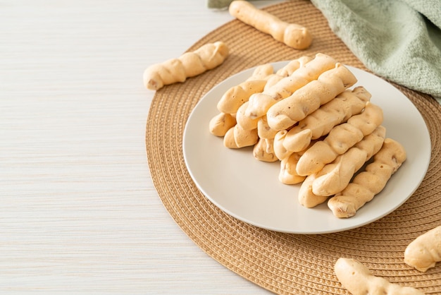 almonds meringue stick on plate - French snack dessert style