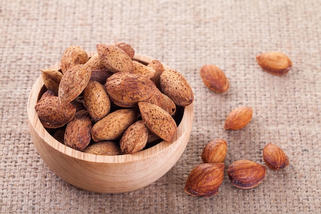 Almonds nuts in bowl